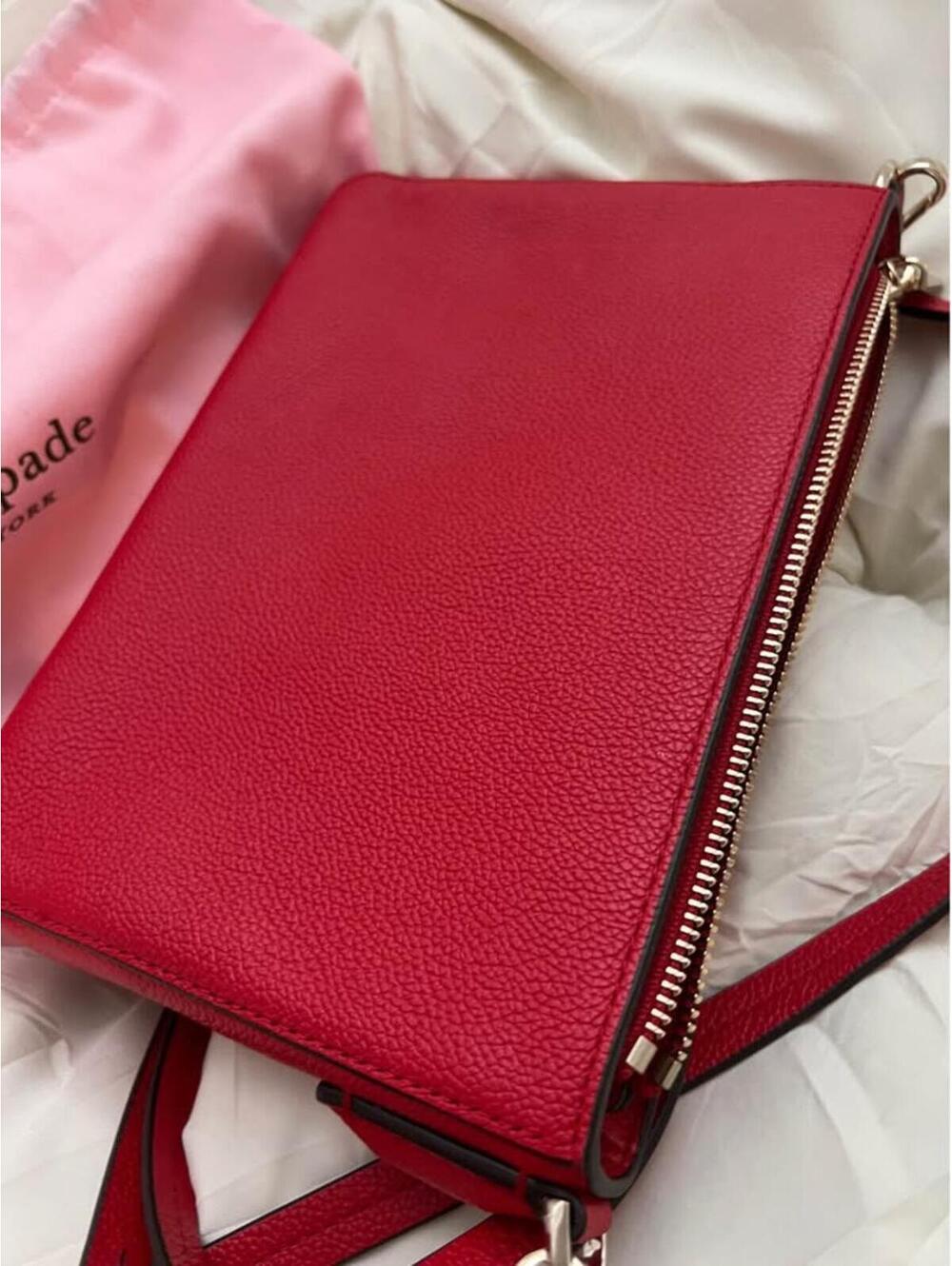 Kate Spade New York Red Pebbled Leather Crossbody Clutch Bag - Picture 3 of 8